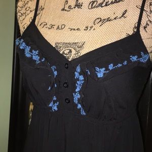 Summer Dress with Blue Embroidery